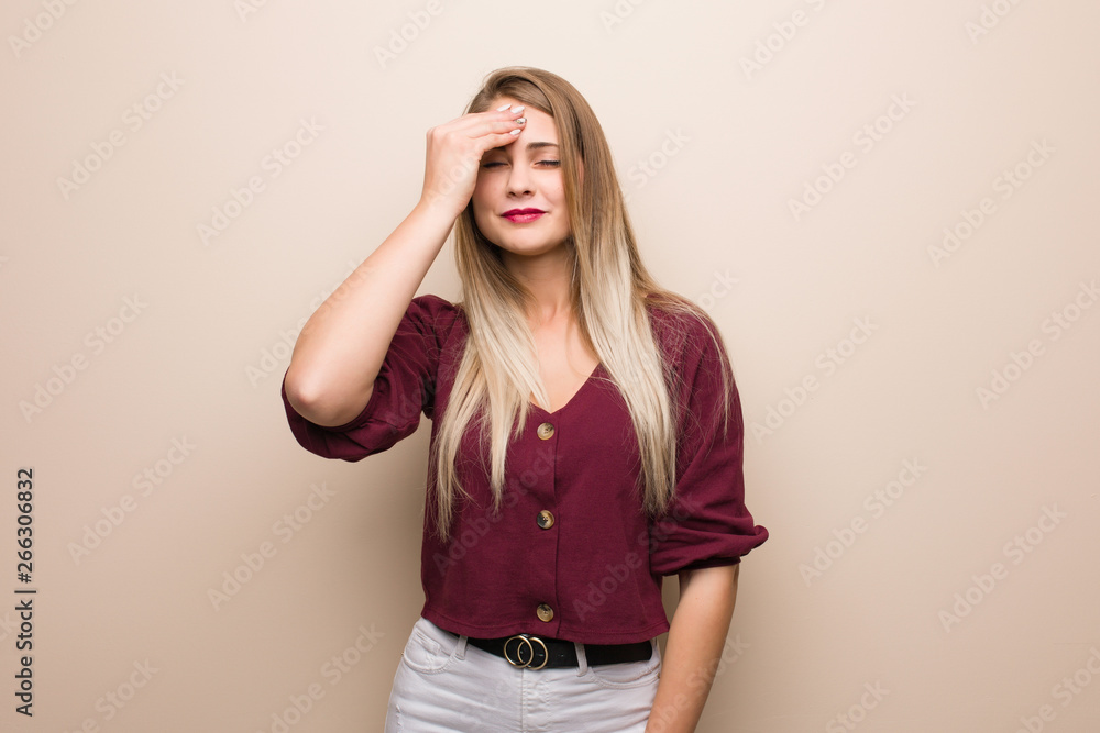 Young russian woman forgetful, realize something Young russian woman forgetful, realize something