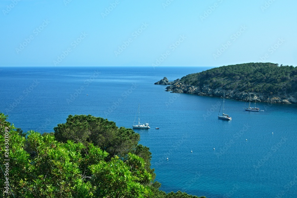 Italy-view on the bay by the town Fetovaia on the island of Elba