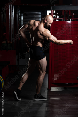Muscular Men Is Hitting Rear Double Bicep Pose © Jale Ibrak