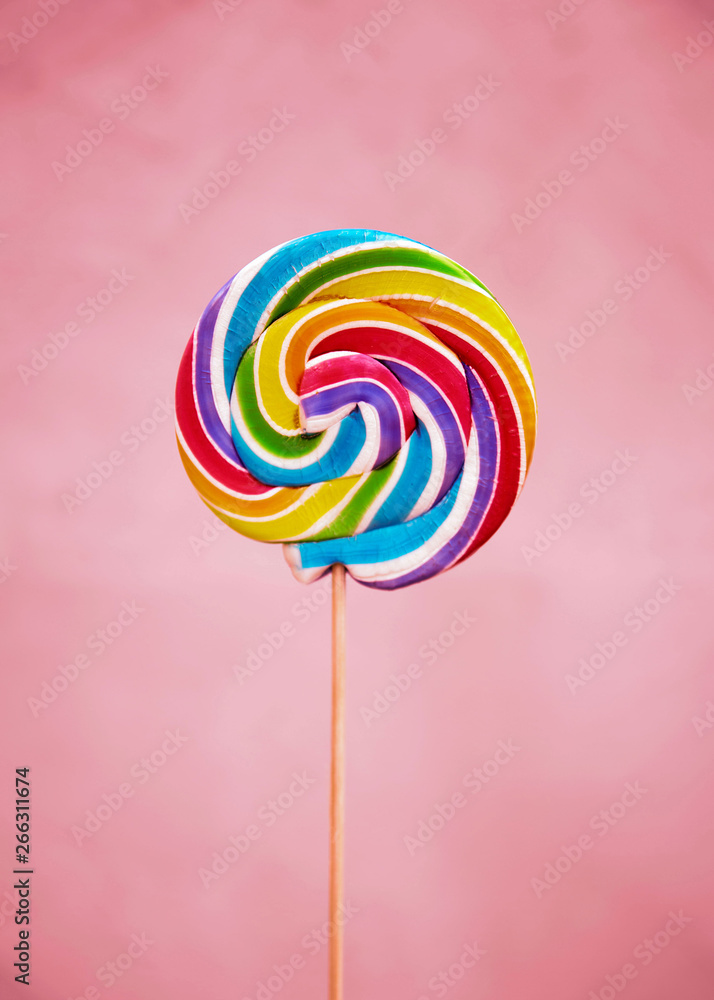 Colorful lollipop on pink background Colorful lollipop on pink background