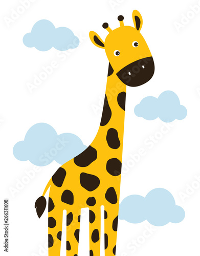 cartoon giraffe in the clouds