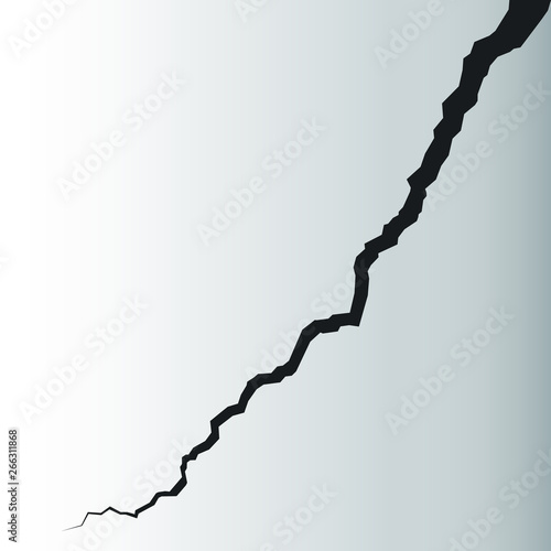 Cracked surface. Realistic crack texture. Crack on the ground or wall or ice. Abstract background. Vector illustration.
