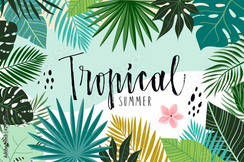 Tropical abstract background with leaves