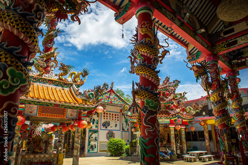 Oriental Chinese temple in bright colors