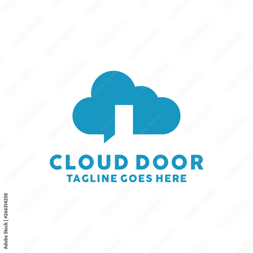 Unique Combination Cloud and Door Logo Design Concept. Creative Cloud Symbol. Style Negatif Space And Modern Icon. Technology Cloud And Door Combination Idea. Unique Combination Cloud and Door Logo Design Concept. Creative Cloud Symbol. Style Negatif Space And Modern Icon. Technology Cloud And Door Combination Idea.