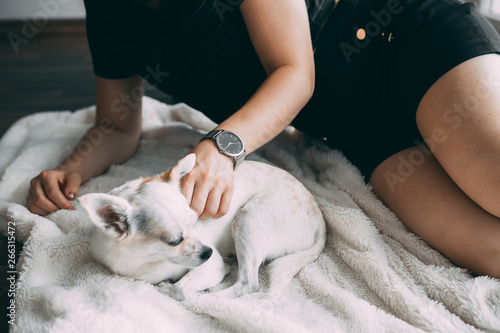 Young woman in a Hipster City Lifestyle with Watch on her hand