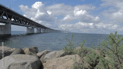 Wallpaper Mural Oresundsbron with blue sky and white clouds Torontodigital.ca