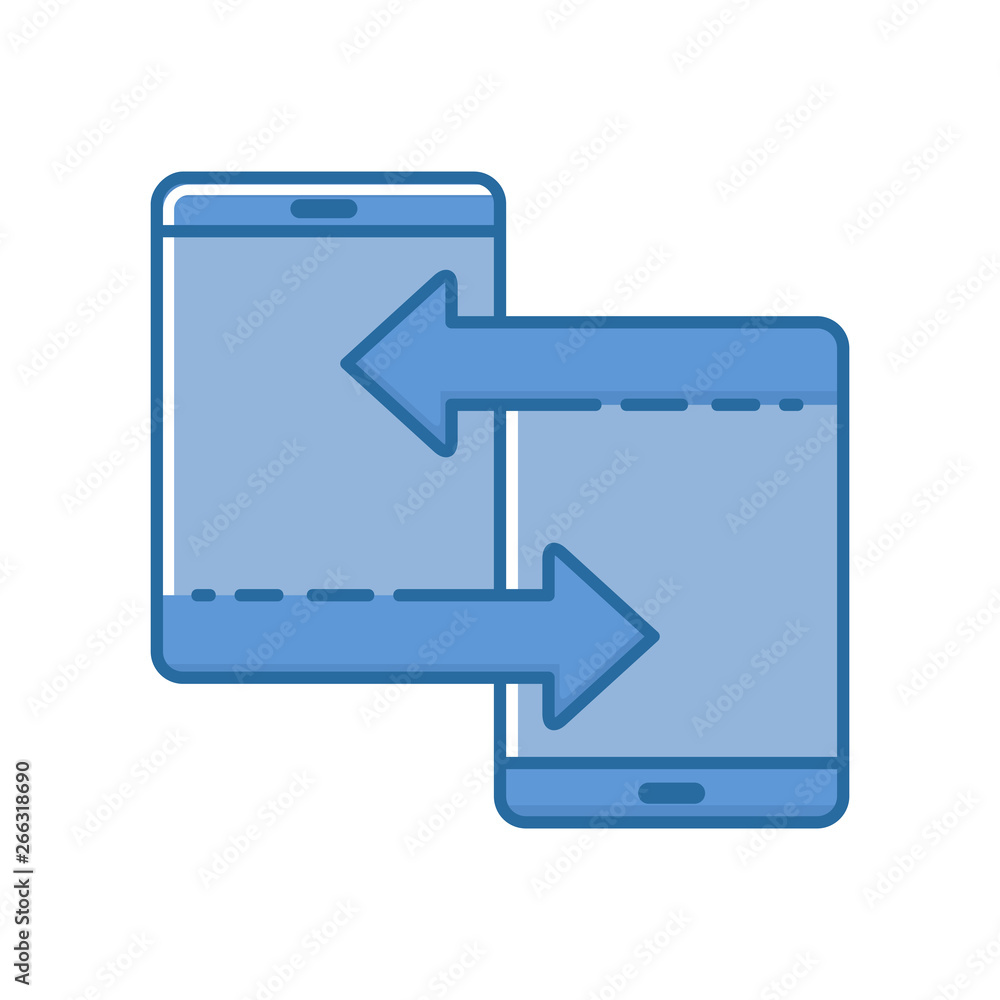 Professional file transfer sharing illustration between smartphone Professional file transfer sharing illustration between smartphone