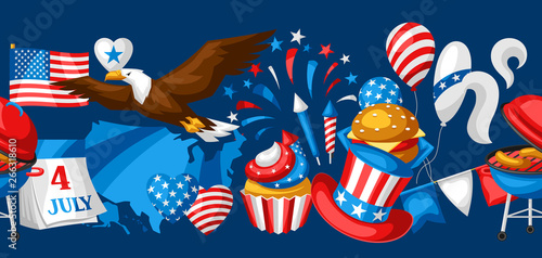 Fourth of July Independence Day seamless pattern.