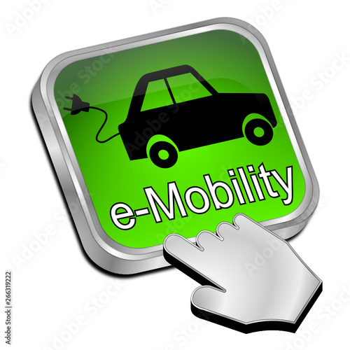 e-Mobility Button with Cursor - 3D illustration