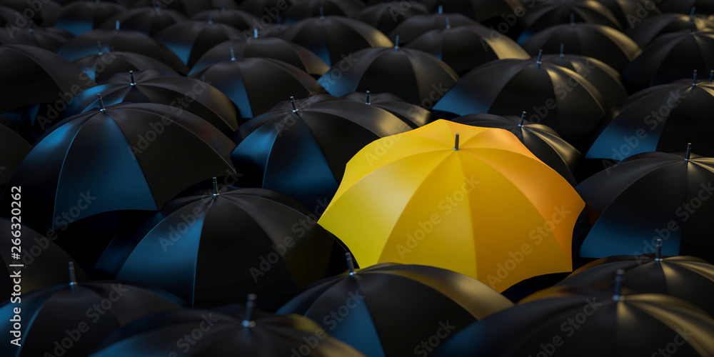 Obraz premium 3D ilustracja żółty parasol czołowy