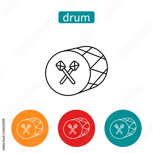 East drum outline icons set.