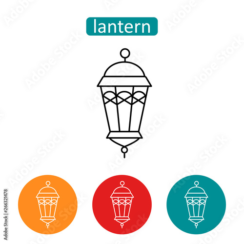 Arabic lantern outline icons set.