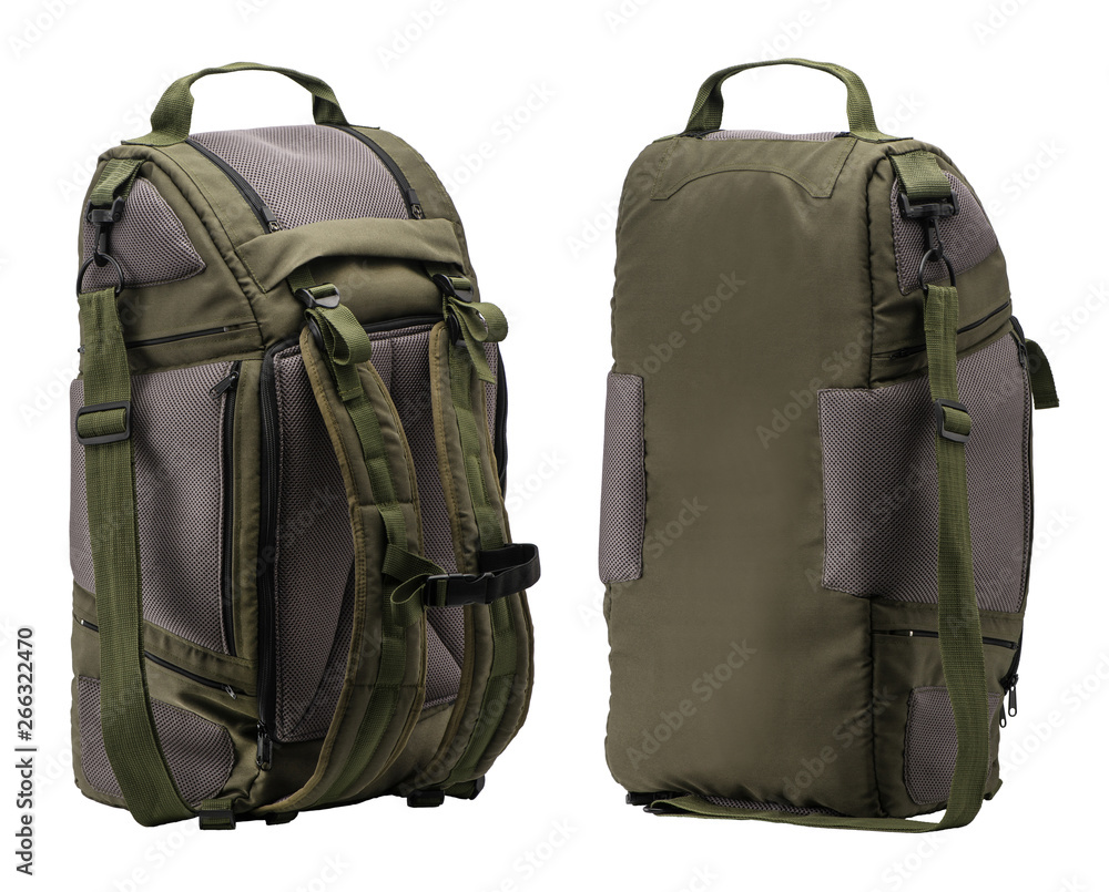 Naklejka premium two sides of a sports backpack on a white background