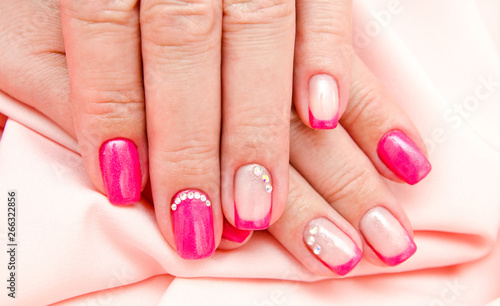  Woman's nails with beautiful manicure fashion design
