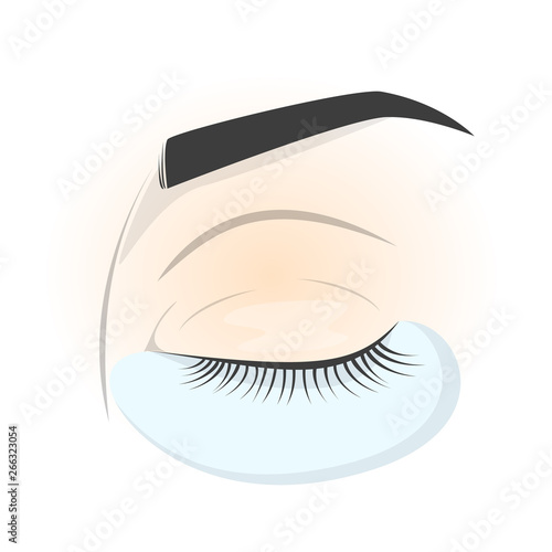Closed eye with protective patch, prepration for applying