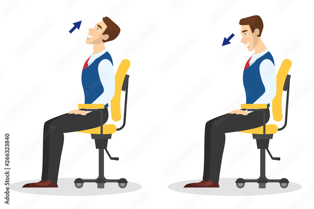 Man doing exercise for back stretch in office Man doing exercise for back stretch in office