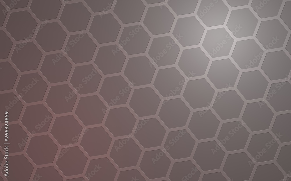 Honeycomb with color lighting, on a gray background. Perspective view on polygon look like honeycomb. Isometric geometry. 3D illustration Honeycomb with color lighting, on a gray background. Perspective view on polygon look like honeycomb. Isometric geometry. 3D illustration