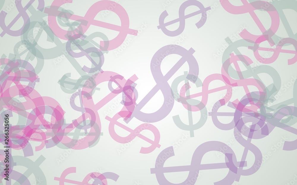 Multicolored translucent dollar signs on white background. Red tones. 3D illustration Multicolored translucent dollar signs on white background. Red tones. 3D illustration