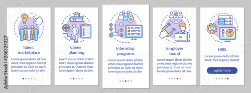Talent management onboarding mobile app screen vector template