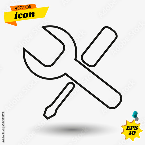 Setting icon vector, Tools, Cog, Gear Sign Isolated on white background. Help options account concept. Trendy Flat style for graphic design, logo, Web site, social media, UI, mobile app, EPS10