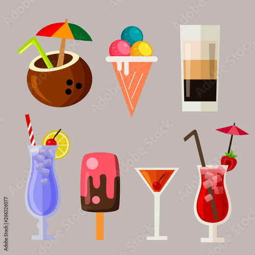 summer drink icon element set