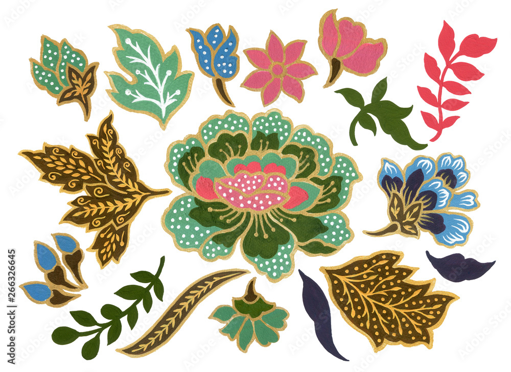 Φωτογραφία The beautiful of flower art Malaysian and Indonesian Batik Sarong elements water