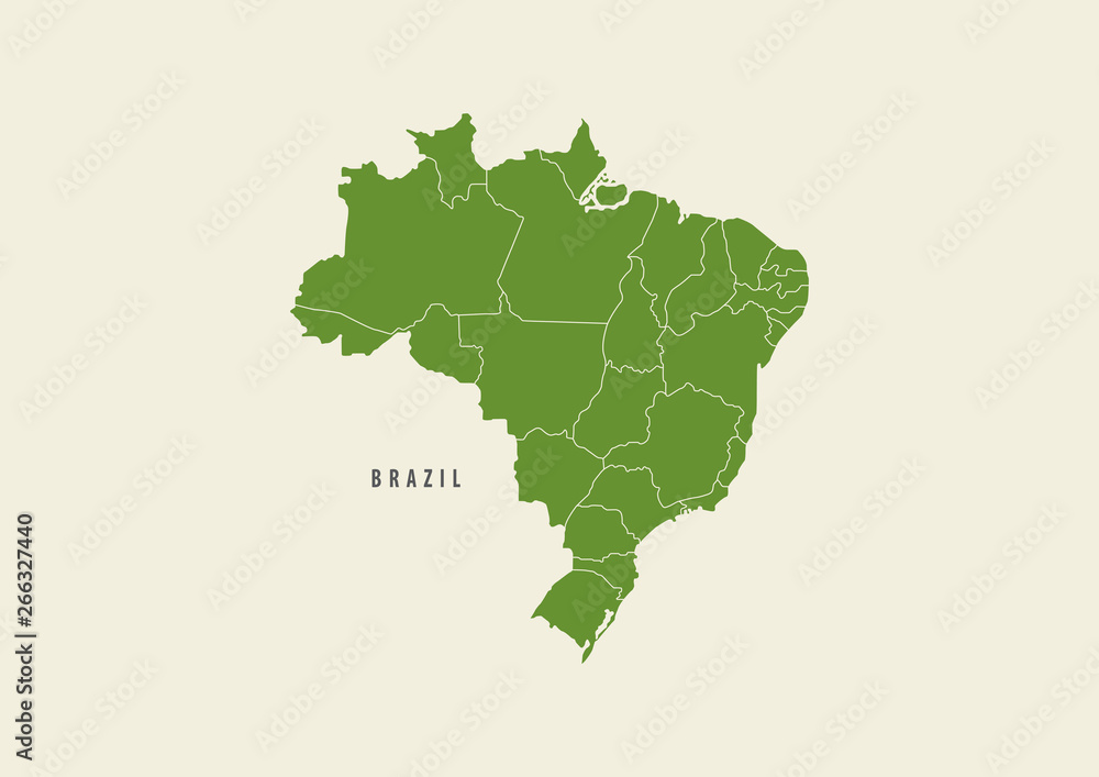 Fototapeta premium Green brazil Map isolated on white background.