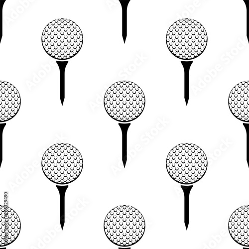 Golf Ball On Tee Icon Seamless Pattern