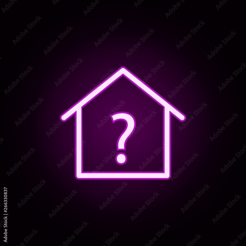 real estate information question neon icon. Elements of building set. Simple icon for websites, web design, mobile app, info graphics