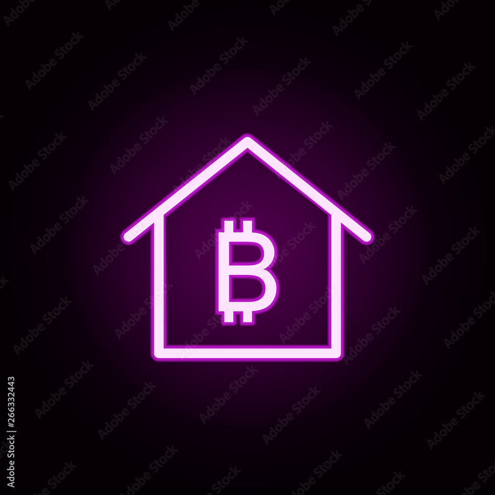 real estate bitcoin neon icon. Elements of building set. Simple icon for websites, web design, mobile app, info graphics real estate bitcoin neon icon. Elements of building set. Simple icon for websites, web design, mobile app, info graphics