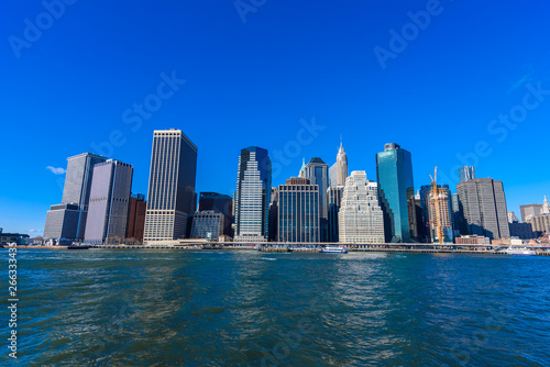 New York Skyline - View from East Side River to Manhatten - USA