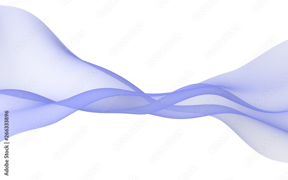 Abstract blue wave. Blue scarf. Bright blue ribbon on white background. Abstract smoke. Raster air background. 3D illustration Abstract blue wave. Blue scarf. Bright blue ribbon on white background. Abstract smoke. Raster air background. 3D illustration