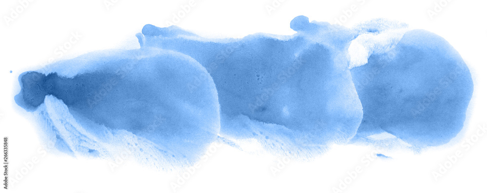 Abstract watercolor background hand-drawn on paper. Volumetric smoke elements. Blue color. For design, web, card, text, decoration, surfaces. Abstract watercolor background hand-drawn on paper. Volumetric smoke elements. Blue color. For design, web, card, text, decoration, surfaces.