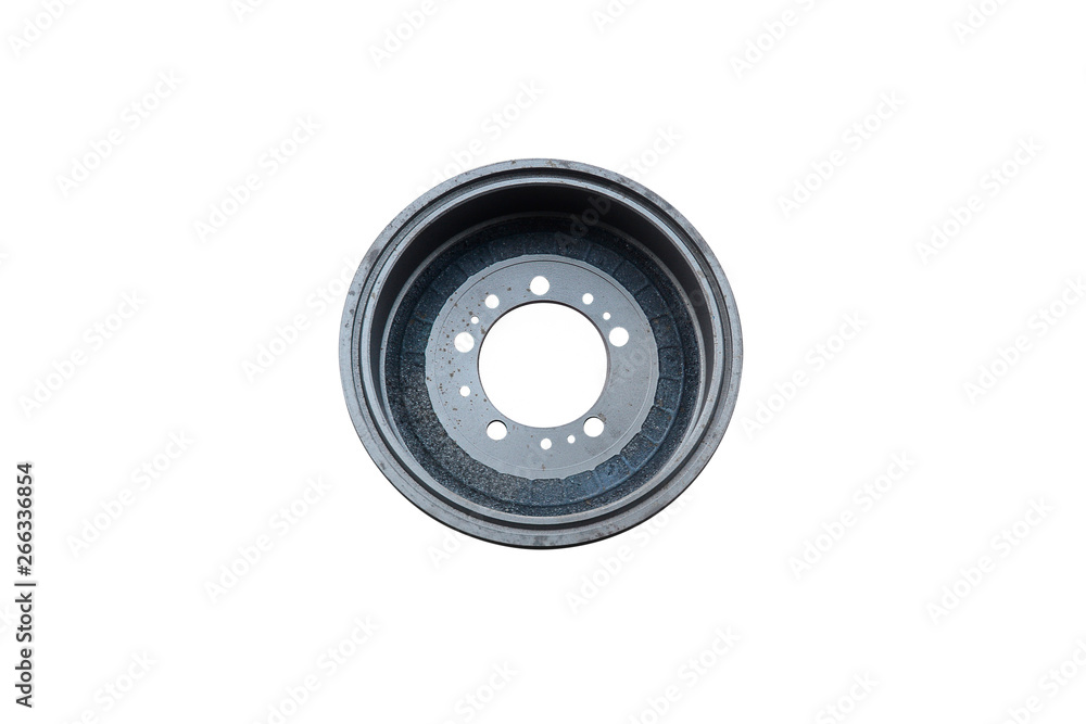 New brake drum isolated on white background New brake drum isolated on white background