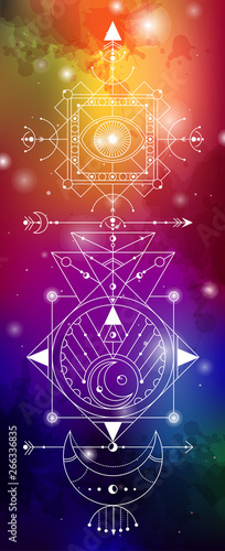 sacred geometry vector illustration on space background. Good for logo, design of yoga mat and clothes.