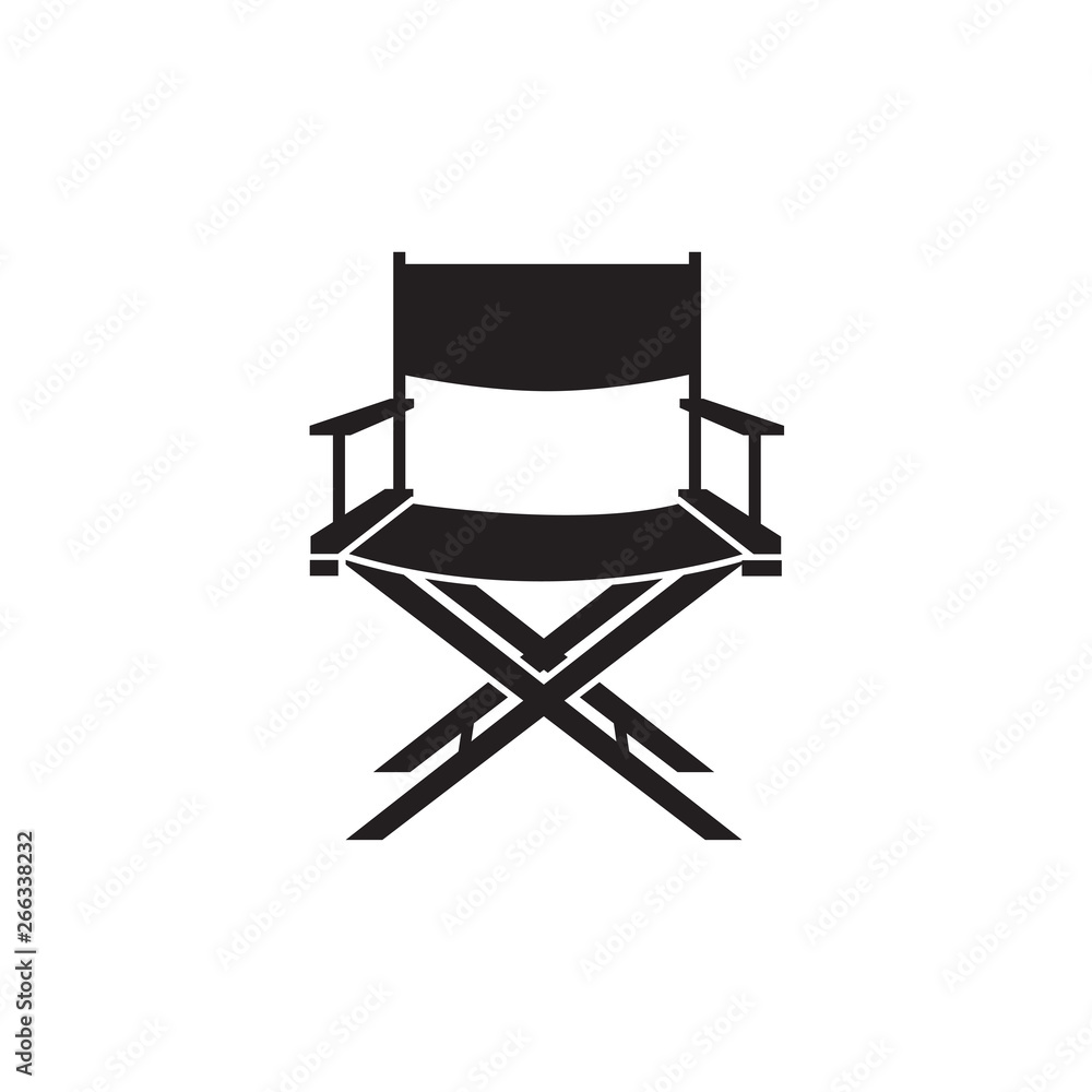 Director Chair Icon In Flat Style Vector Icon For Apps, UI, Websites. Black Icon Vector Illustration Director Chair Icon In Flat Style Vector Icon For Apps, UI, Websites. Black Icon Vector Illustration