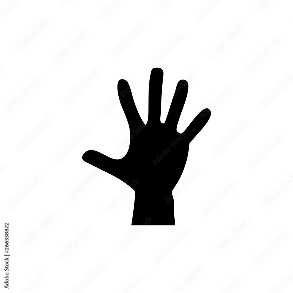 Hand Icon In Flat Style Vector For App, UI, Websites. Black Icon Vector Illustration.
