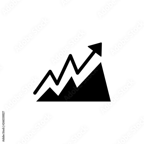 Growing Graph Icon In Flat Style Vector For App  UI  Websites. Black Icon Vector Illustration.