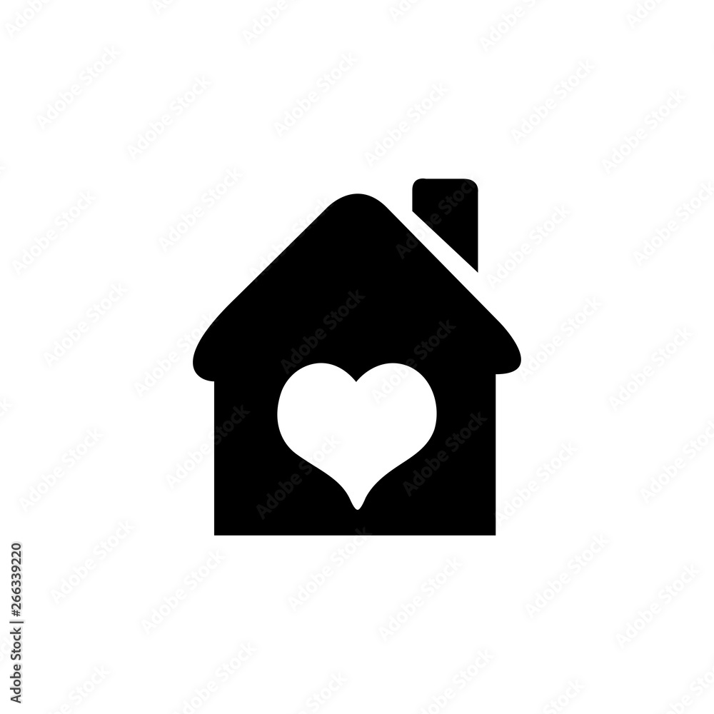 Lovely Home Icon In Flat Style Vector For App, UI, Websites. House Black Icon Vector Illustration.