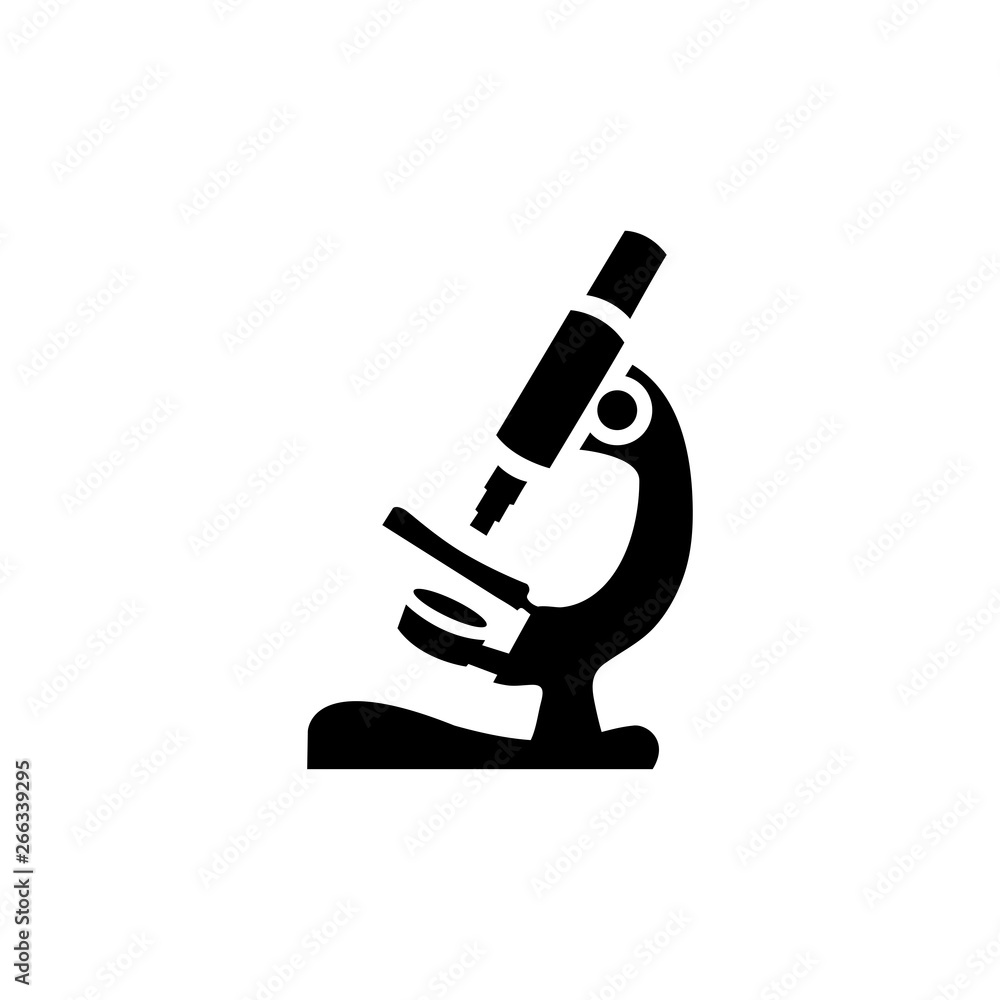 Microscope Icon In Flat Style Vector For App, UI, Websites. Black Icon Vector Illustration. Microscope Icon In Flat Style Vector For App, UI, Websites. Black Icon Vector Illustration.