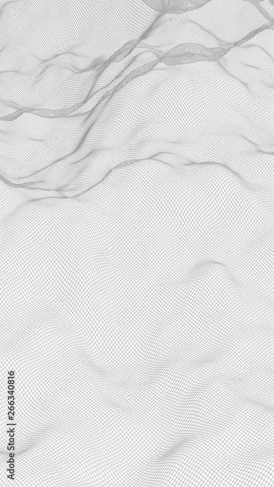 Abstract landscape on a white background. Cyberspace grid. hi tech network. 3d illustration Abstract landscape on a white background. Cyberspace grid. hi tech network. 3d illustration