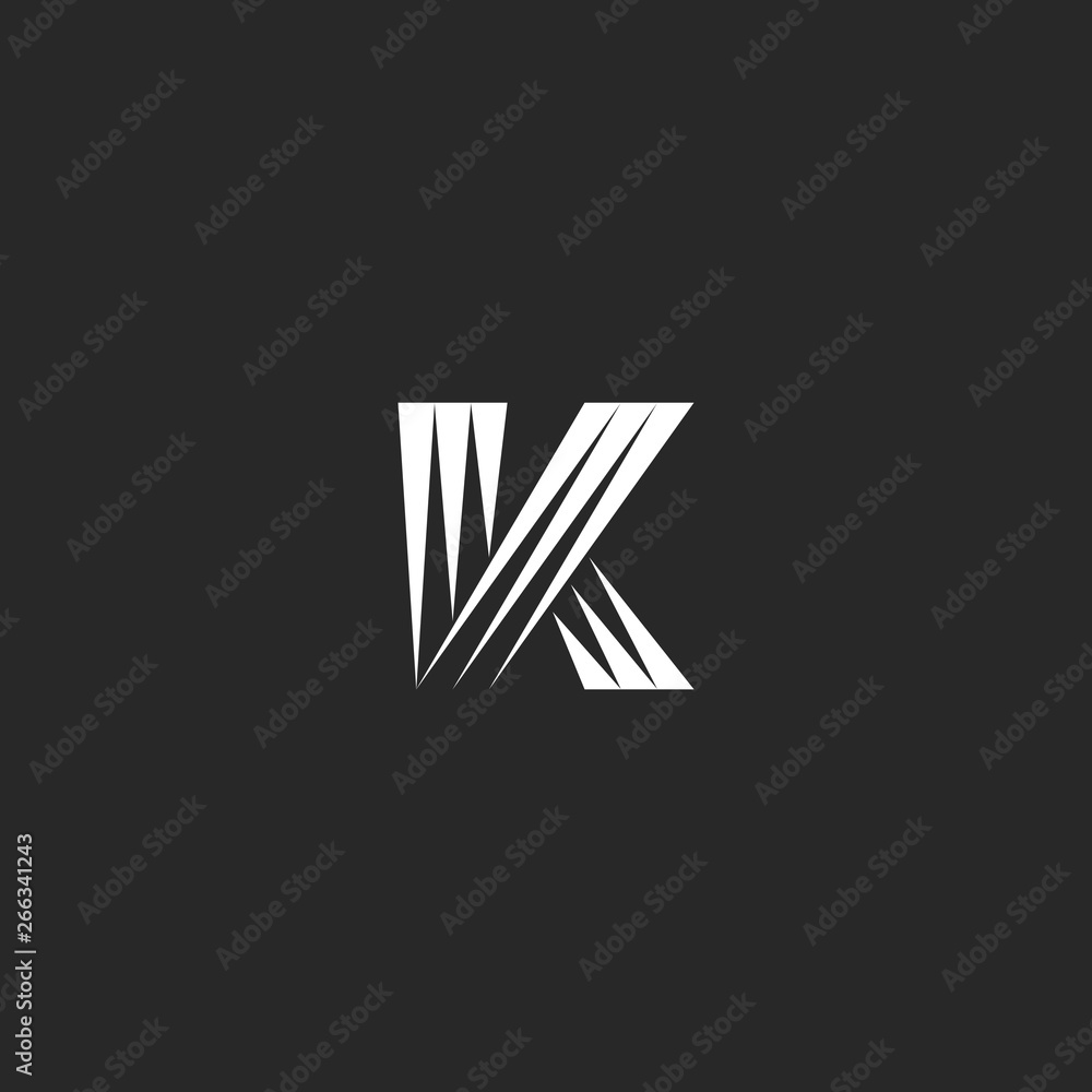 Monogram K letter logo initial identity creative emblem triangles shape minimal style Monogram K letter logo initial identity creative emblem triangles shape minimal style