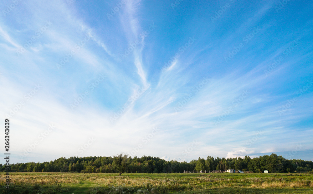 Beautiful sunny sky with white clouds. Natural background. Stock photo Beautiful sunny sky with white clouds. Natural background. Stock photo