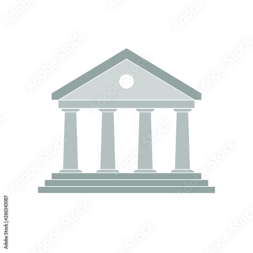 Bank building icon. Sign bank Isolated on white background. Facade of the bank. Flat style. Vector illustration