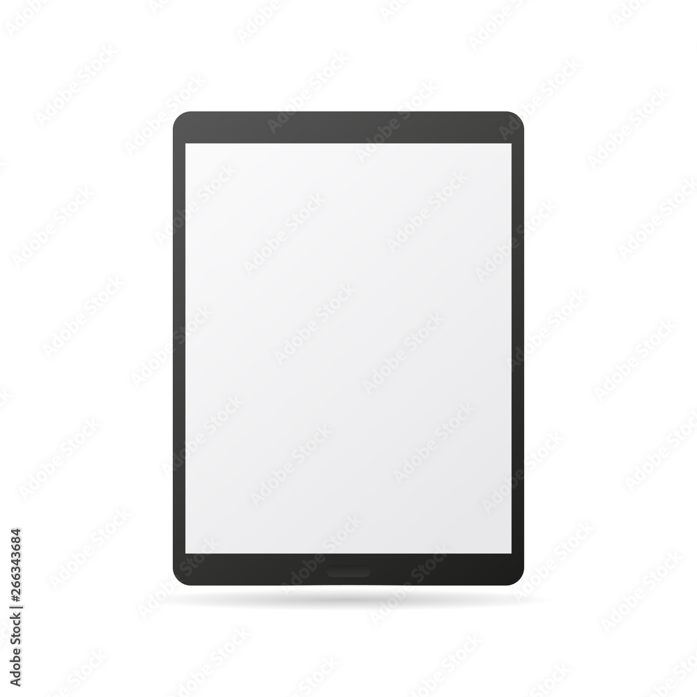 Realistic tablet on white background with shadow. Realistic tablet on white background with shadow.