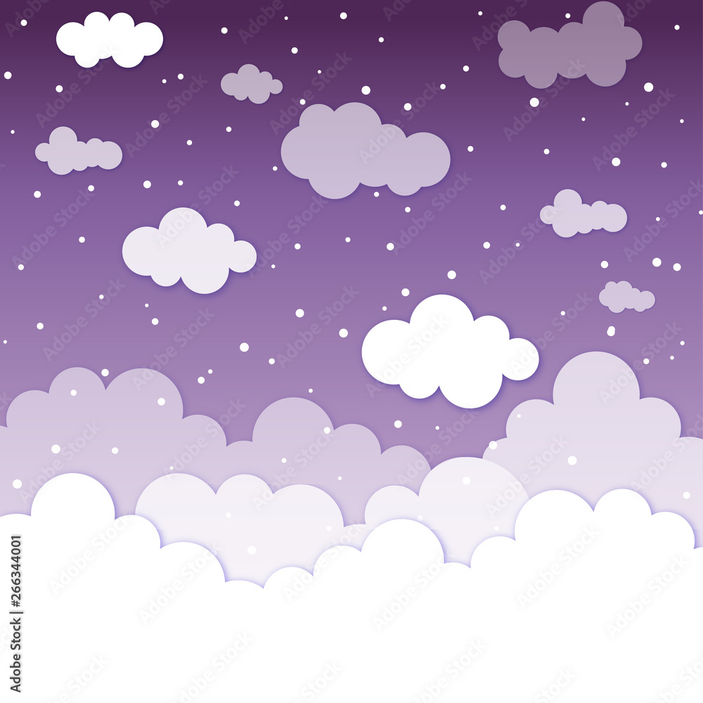 Violet sky in the clouds