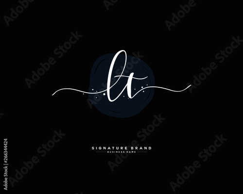 L T LT initial logo handwriting template vector