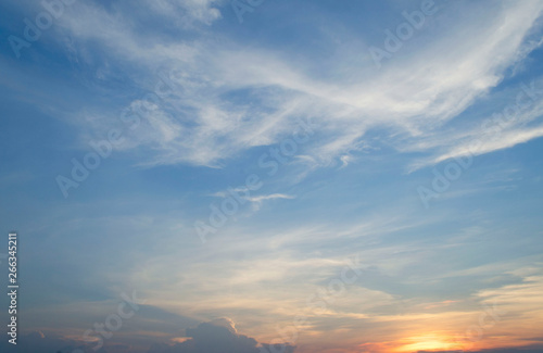 The background of the evening sky before the sun will fall