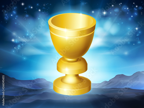 A holy grail cup gold chalice goblet illustration concept